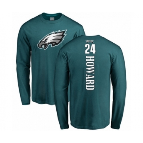 Philadelphia Eagles #24 Jordan Howard Green Backer Long Sleeve T-Shirt - Jersey