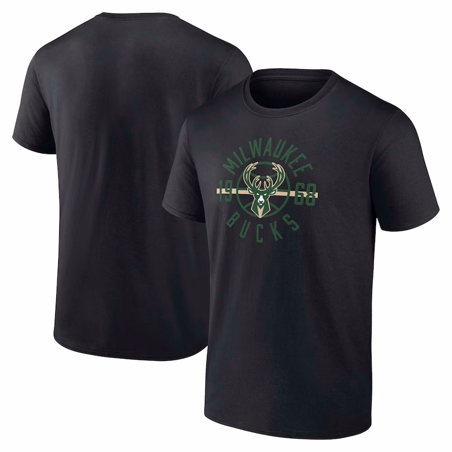 Men's Milwaukee Bucks  Fanatics Black Team T-Shirt - Jersey