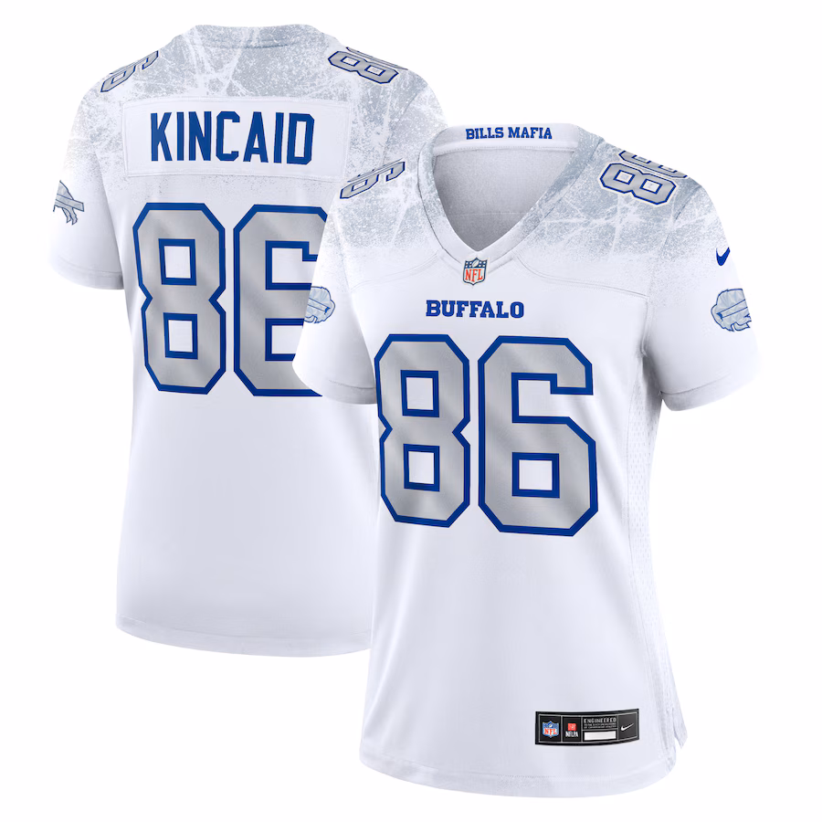 Women's Buffalo Bills Dalton Kincaid Nike White 2025 Rivalries Collection Game Jersey - Jersey