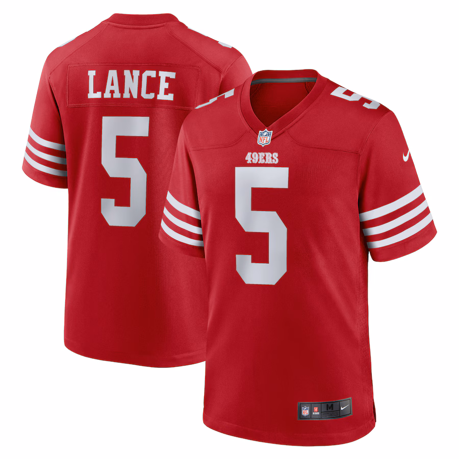 Men's San Francisco 49ers Trey Lance Nike Scarlet Team Game Jersey - Jersey