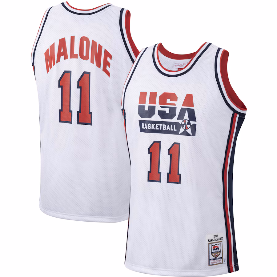 Men's USA Basketball Karl Malone Mitchell & Ness White 1992 Authentic Jersey - Jersey