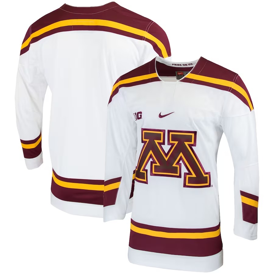 Minnesota Golden Gophers Nike Replica College Hockey Jersey - White - Jersey