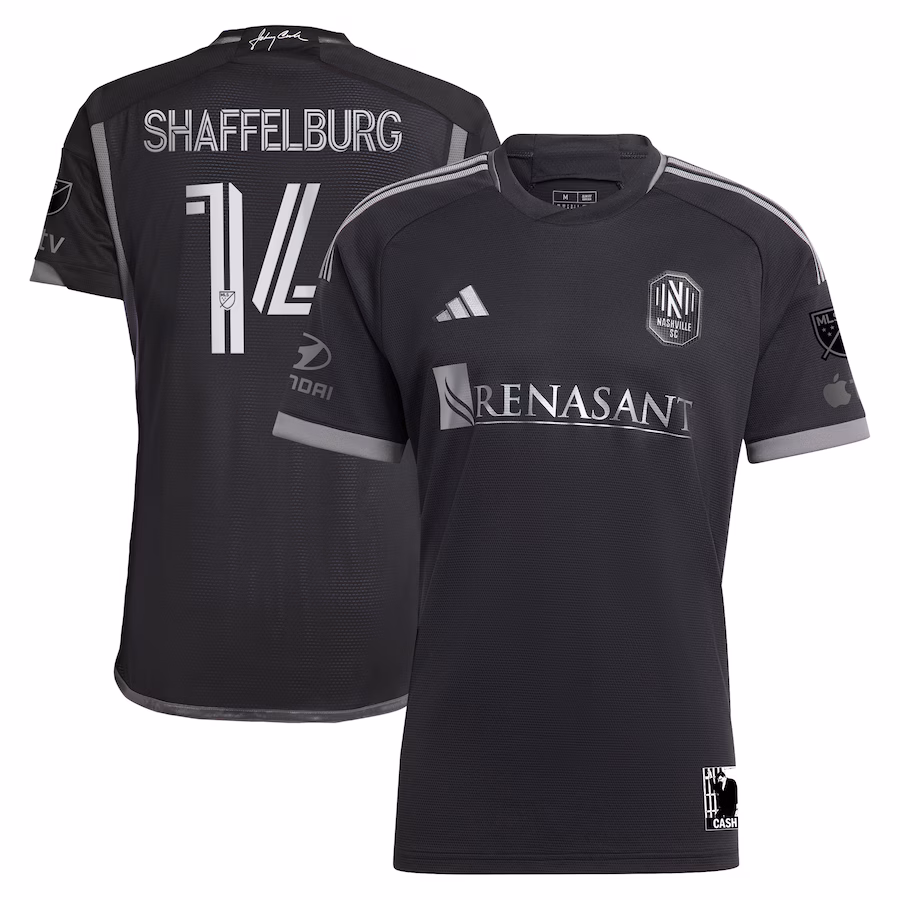 Men's Nashville SC Jacob Shaffelburg adidas Black 2024 Man In Black Kit Authentic Player Jersey - Jersey