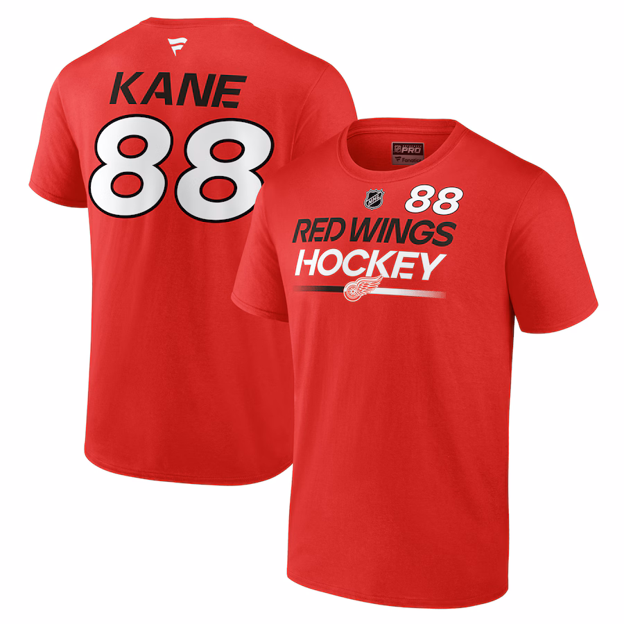 Men's Detroit Red Wings Patrick Kane Fanatics Red Authentic Pro Prime Name & Number T-Shirt - Jersey