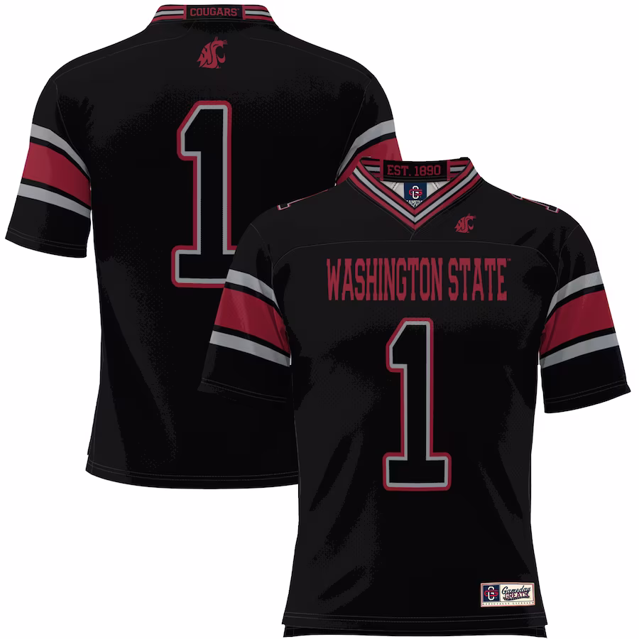 #1 Washington State Cougars GameDay Greats Youth Endzone Football Jersey - Black - Jersey