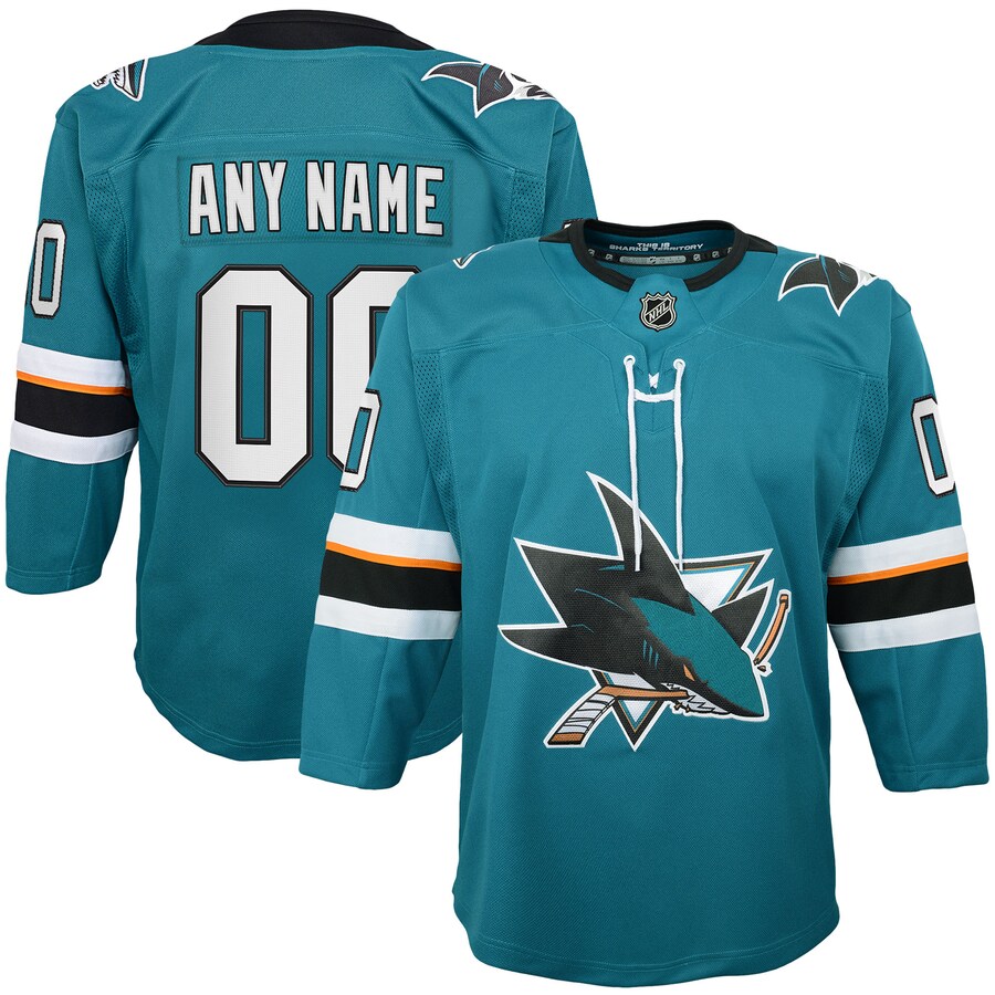 Youth San Jose Sharks Teal 2019/20 Home Premier Custom Jersey - Jersey