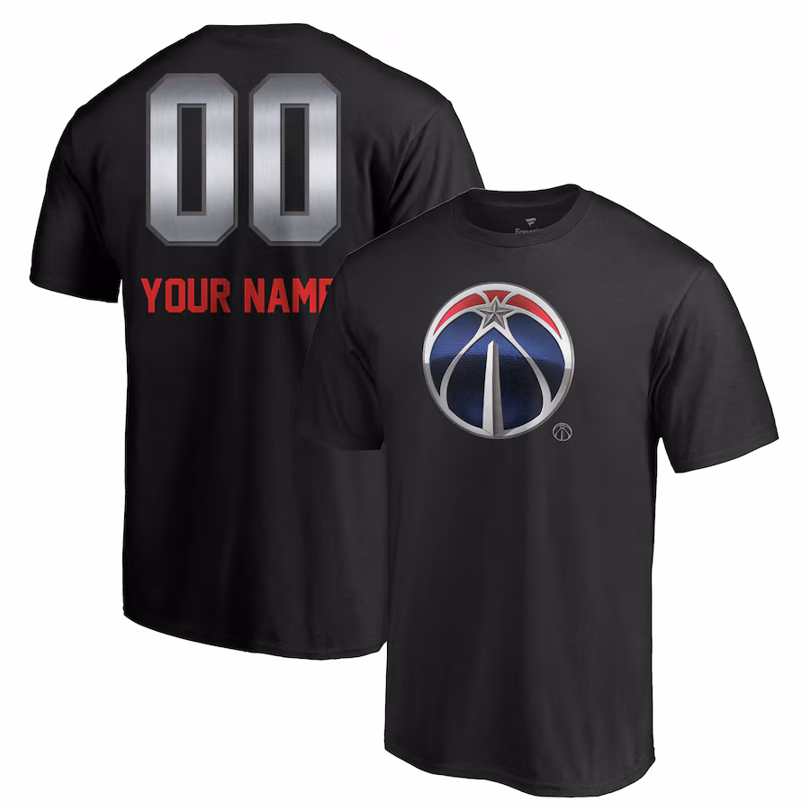 Men's Washington Wizards Black Midnight Mascot Personalized Name & Number T-Shirt - Jersey