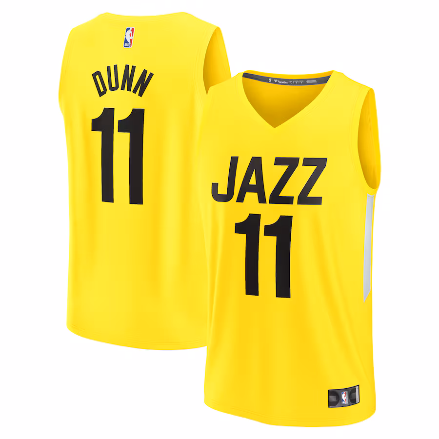 Youth Utah Jazz Kris Dunn Fanatics Yellow Fast Break Player Jersey - Icon Edition - Jersey
