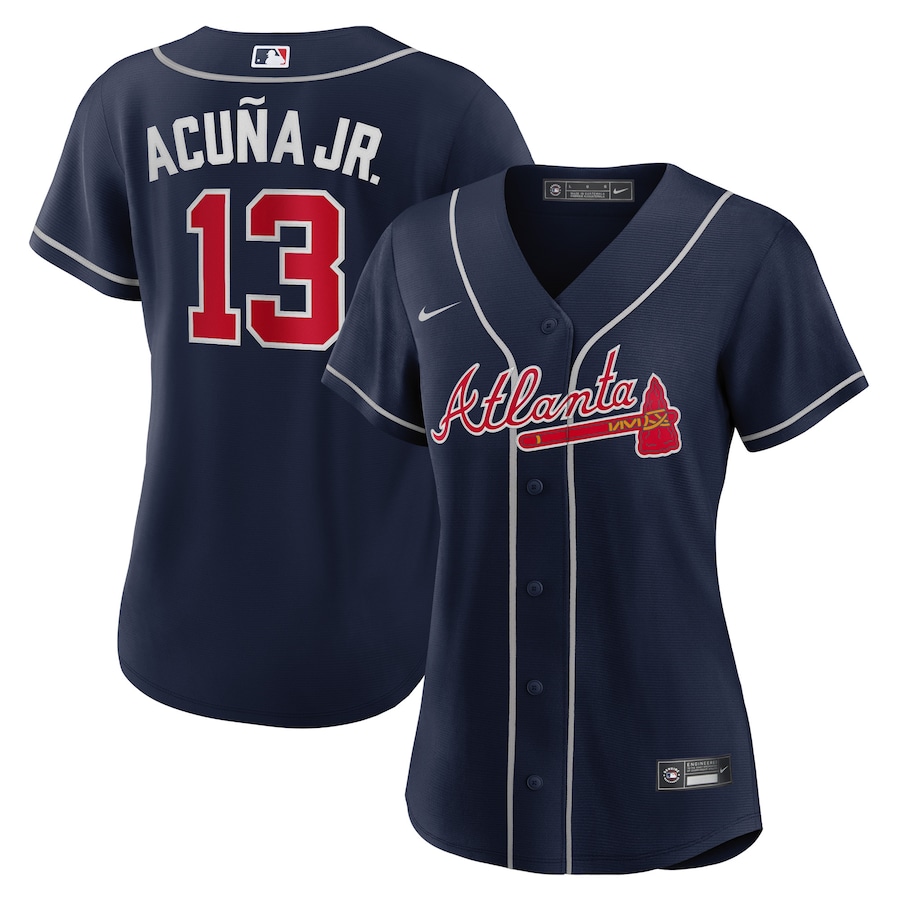 Women's Atlanta Braves Ronald Acuña Jr. Nike Navy Alternate Replica Player Jersey - Jersey