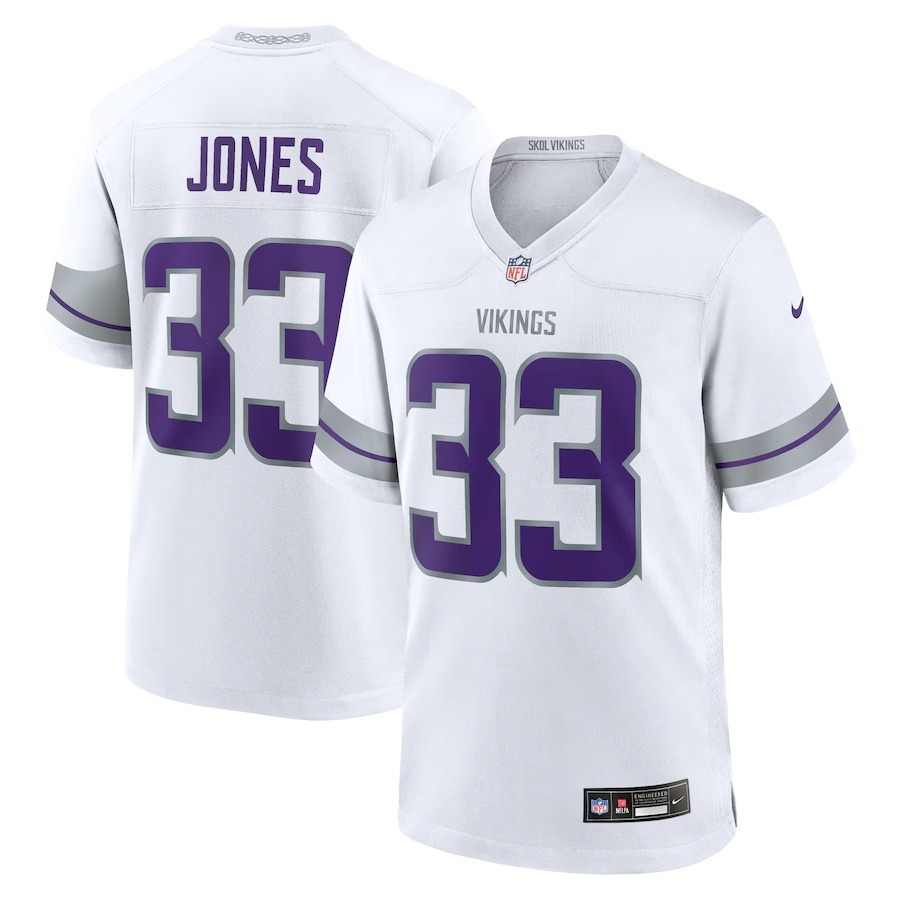 Men's Minnesota Vikings Aaron Jones Nike White Alternate Game Player Jersey - Jersey