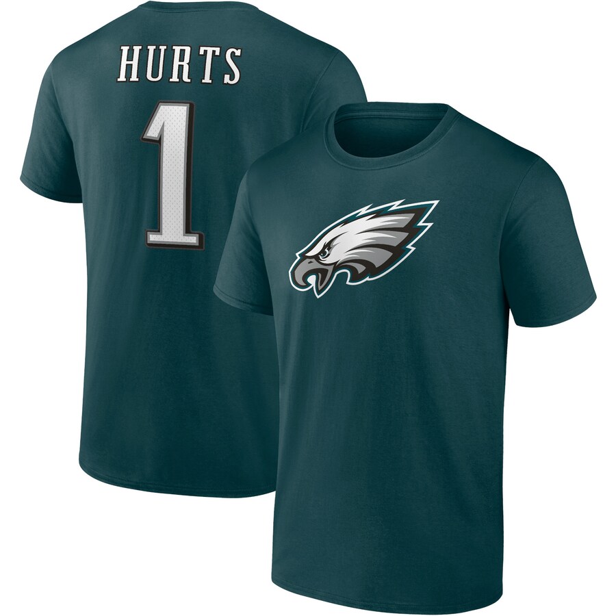 Men's Philadelphia Eagles Jalen Hurts Fanatics Midnight Green Player Icon T-Shirt - Jersey