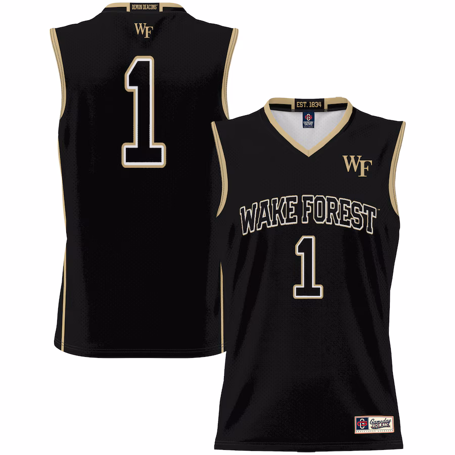 #1 Wake Forest Demon Deacons GameDay Greats Unisex Lightweight Basketball Jersey - Black - Jersey