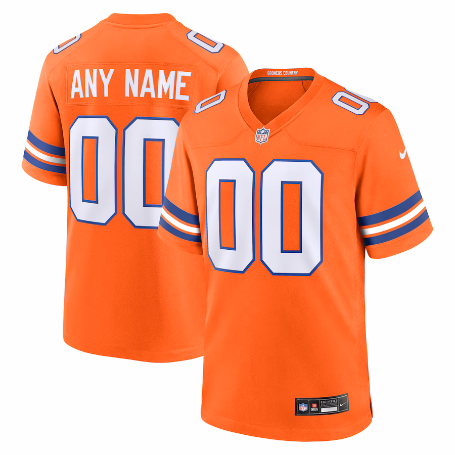 Youth Denver Broncos Nike Orange 2nd Alternate Custom Replica Jersey - Jersey
