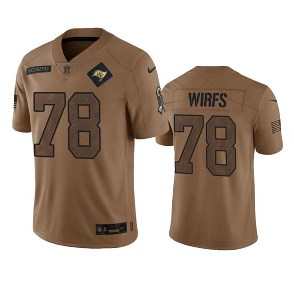 Men's Tampa Bay Buccaneers #78 Tristan Wirfs 2023 Brown Salute To Service Limited Football Stitched Jersey - Jersey