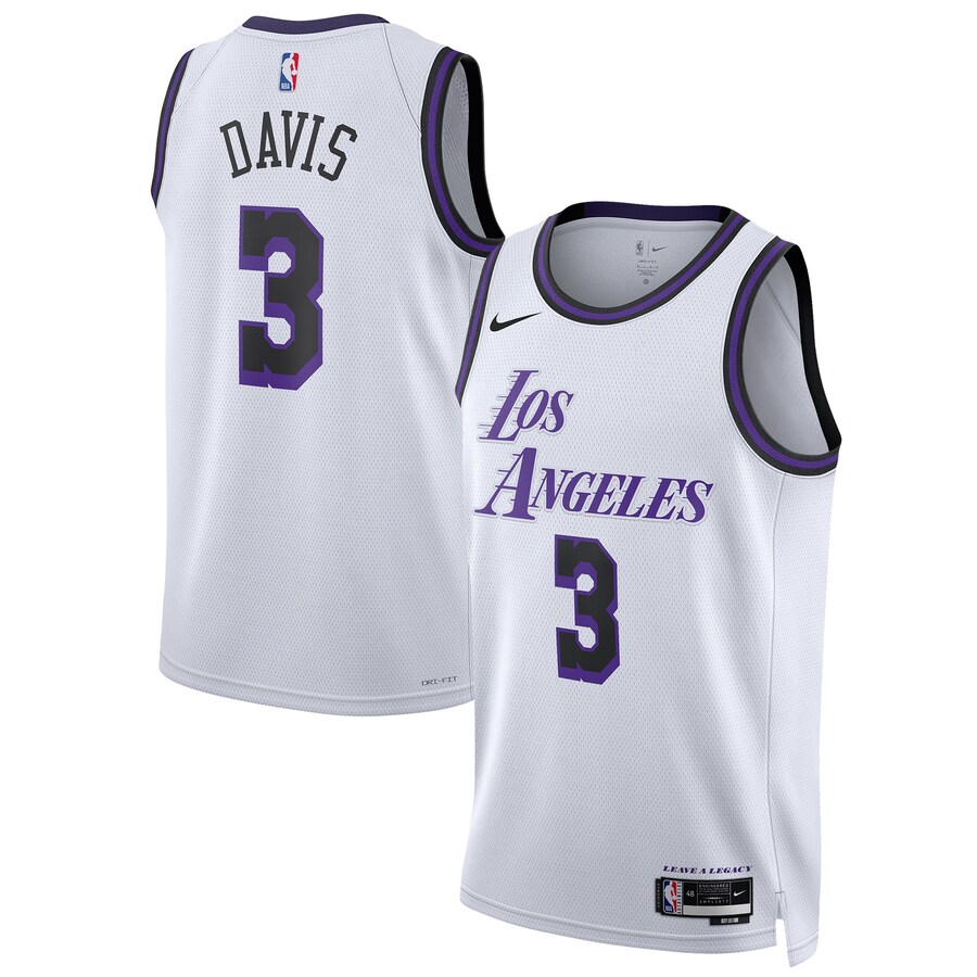 Unisex Los Angeles Lakers Anthony Davis Nike White 2022/23 Swingman Jersey - City Edition - Jersey