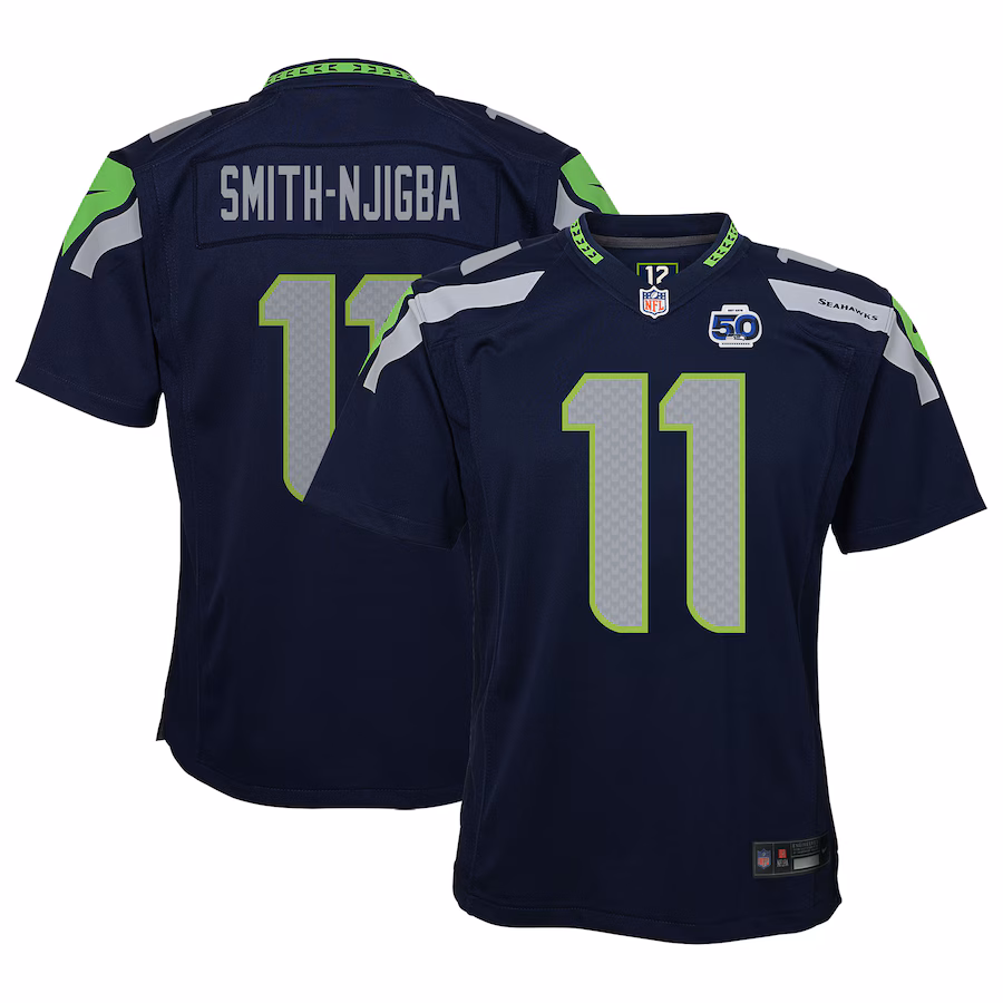 Youth Seattle Seahawks Jaxon Smith-Njigba Nike College Navy 50th Season Game Jersey - Jersey