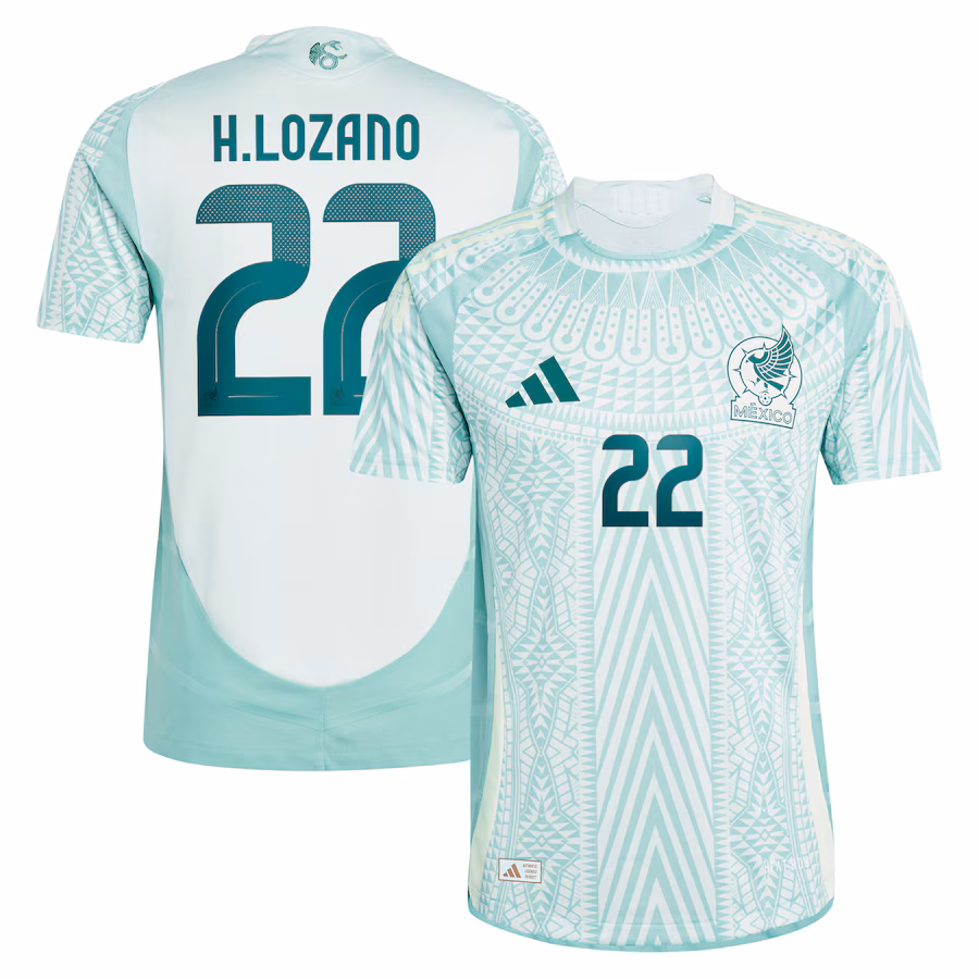 Men's Mexico National Team Hirving Lozano adidas Green 2024 Away Authentic Player Jersey - Jersey