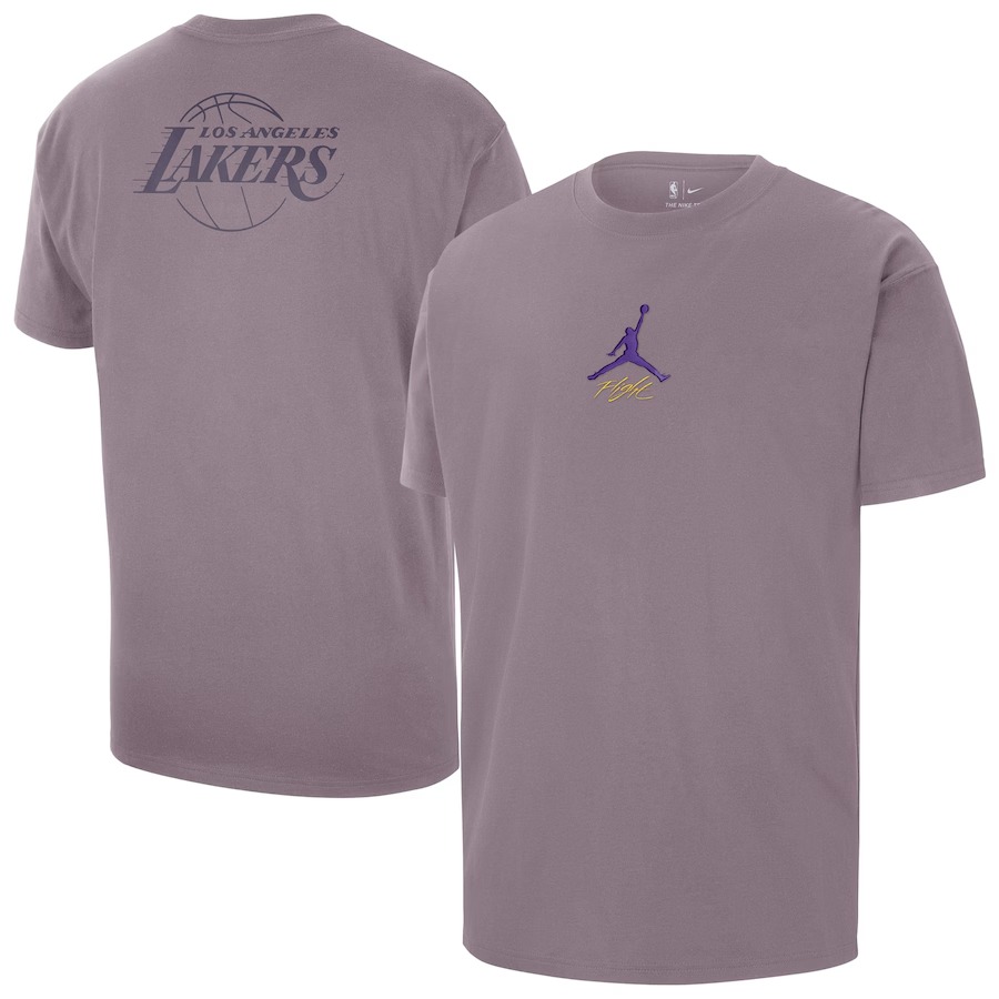 Men's Los Angeles Lakers Jordan Brand Purple Statement Edition Jumpman Flight Heavyweight T-Shirt - Jersey