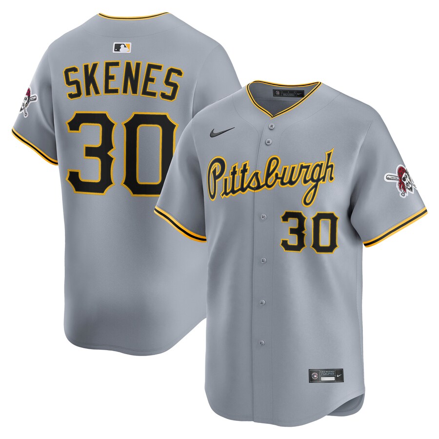Men's Pittsburgh Pirates Paul Skenes Nike Gray Road Limited Player Jersey - Jersey