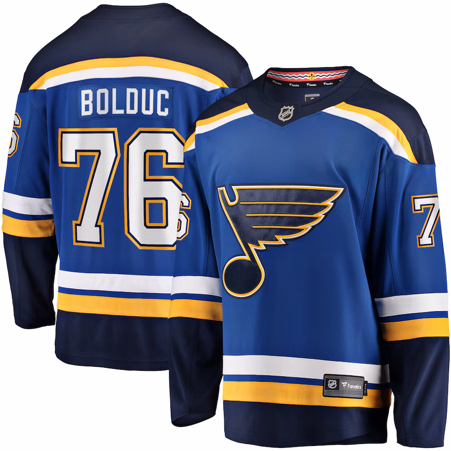 Men's St. Louis Blues Zack Bolduc Fanatics Blue Home Premier Breakaway Player Jersey - Jersey
