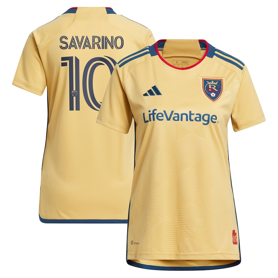 Women's Real Salt Lake Jefferson Savarino adidas Gold 2023 The Beehive State Kit Replica Player Jersey - Jersey