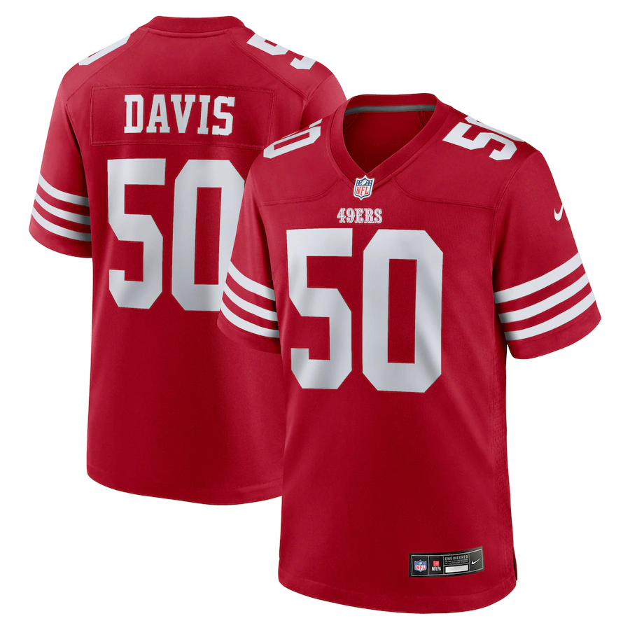 Men's San Francisco 49ers Khalil Davis Nike Scarlet Team Game Jersey - Jersey