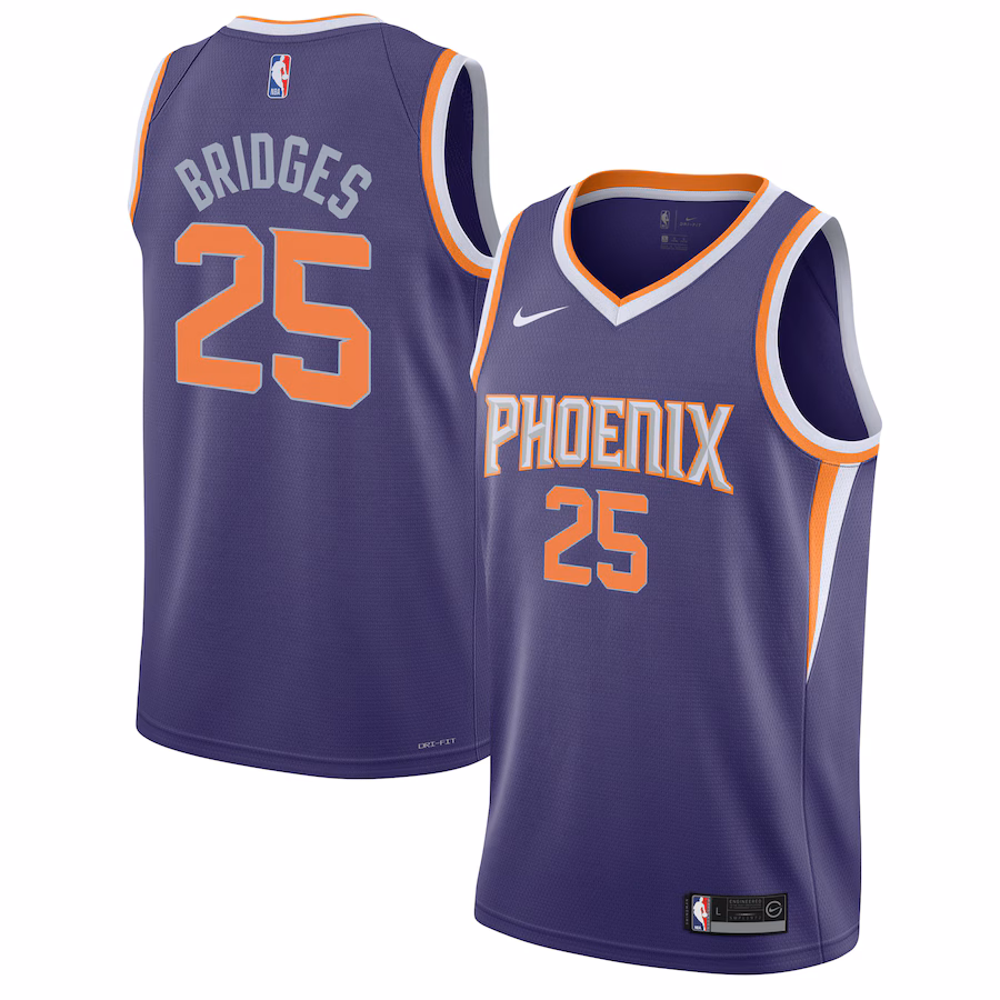 Youth Phoenix Suns Mikal Bridges Nike Purple Swingman Jersey - Icon Edition - Jersey