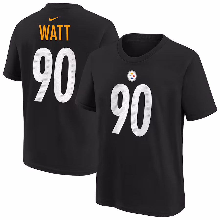 Youth Pittsburgh Steelers T.J. Watt Black Nike Player Name & Number T-Shirt - Jersey