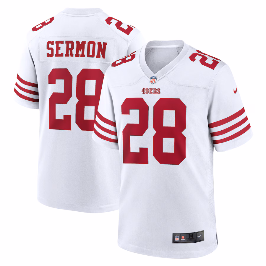 Men's San Francisco 49ers Trey Sermon Nike White Player Game Jersey - Jersey