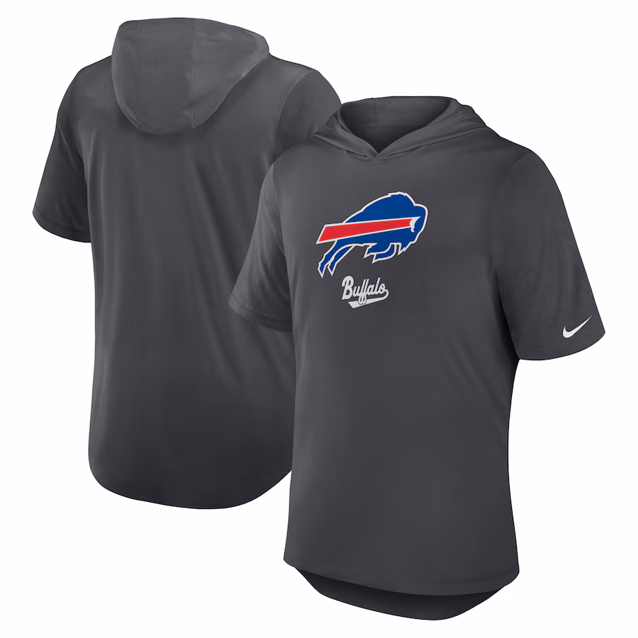 Men's Buffalo Bills Nike Anthracite Tri-Blend Performance Hoodie T-Shirt - Jersey