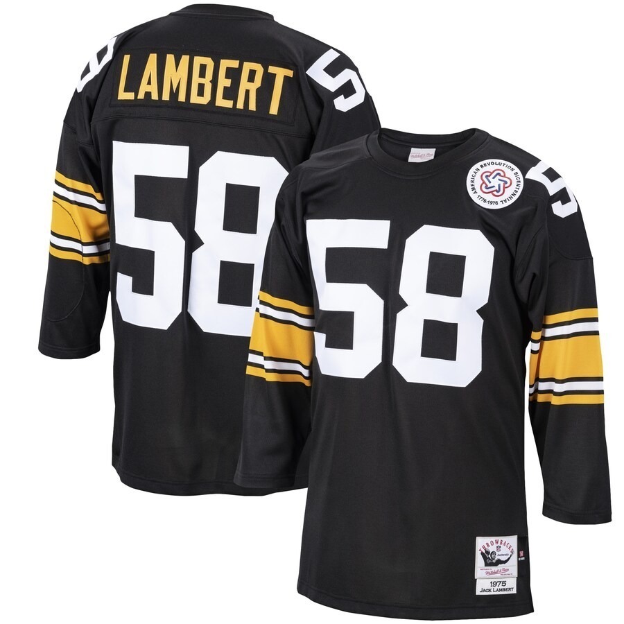 Men's Pittsburgh Steelers 1975 Jack Lambert Mitchell & Ness Black Authentic Throwback Retired Player Jersey - Jersey