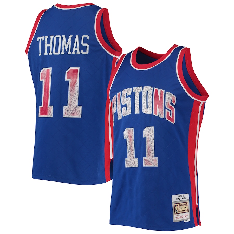 Men's Detroit Pistons Isiah Thomas Mitchell & Ness Blue 1988/89 Hardwood Classics NBA 75th Anniversary Diamond Swingman Jersey - Jersey