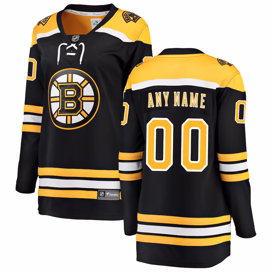 Women's Boston Bruins Fanatics Black Home Breakaway Custom Jersey - Jersey