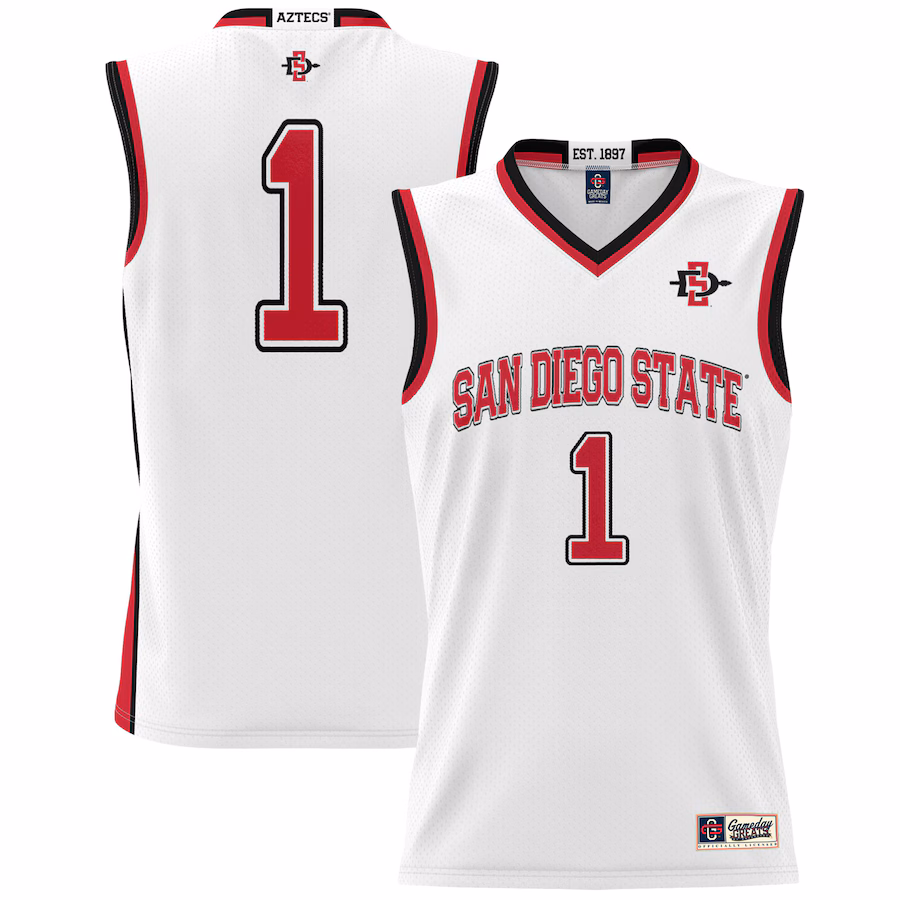 #1 San Diego State Aztecs GameDay Greats Lightweight Basketball Fashion Jersey - White - Jersey