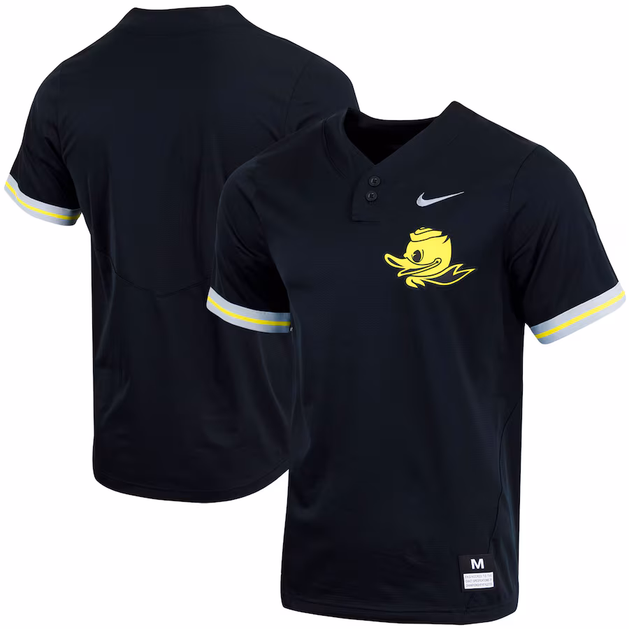 Oregon Ducks Nike Replica Two-Button Baseball Jersey - Black - Jersey