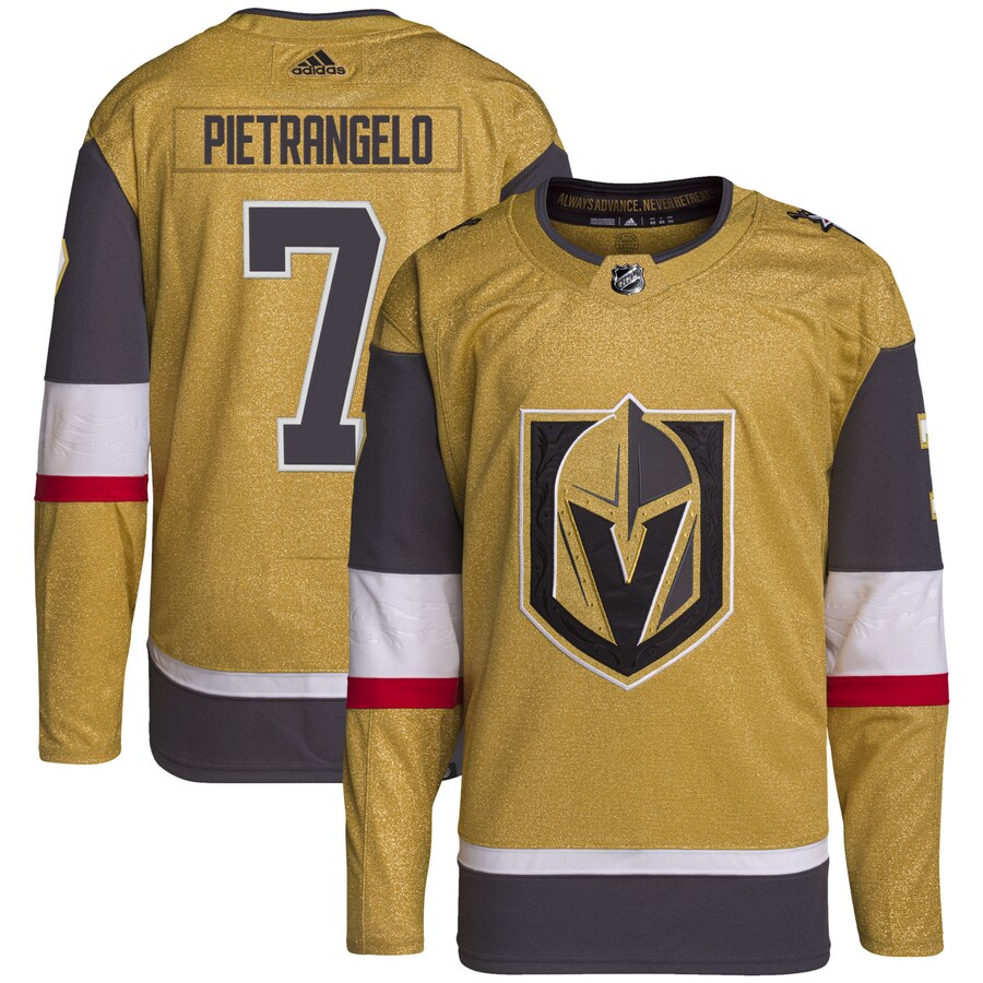 Men's Vegas Golden Knights Alex Pietrangelo adidas Gold Home Primegreen Authentic Pro Player Jersey - Jersey