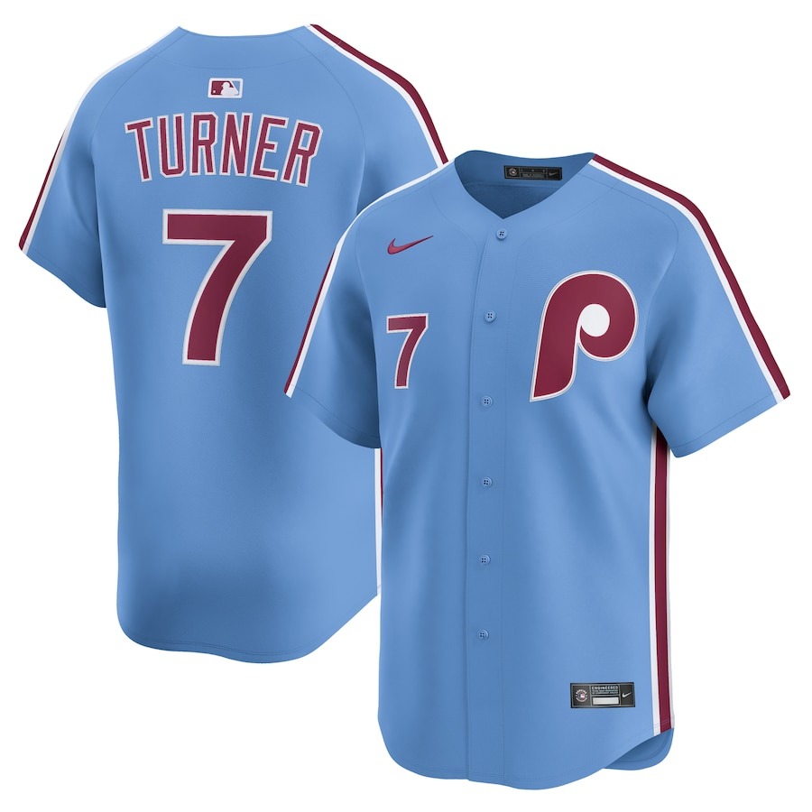 Men's Philadelphia Phillies Trea Turner Nike Light Blue Alternate Limited Player Jersey - Jersey