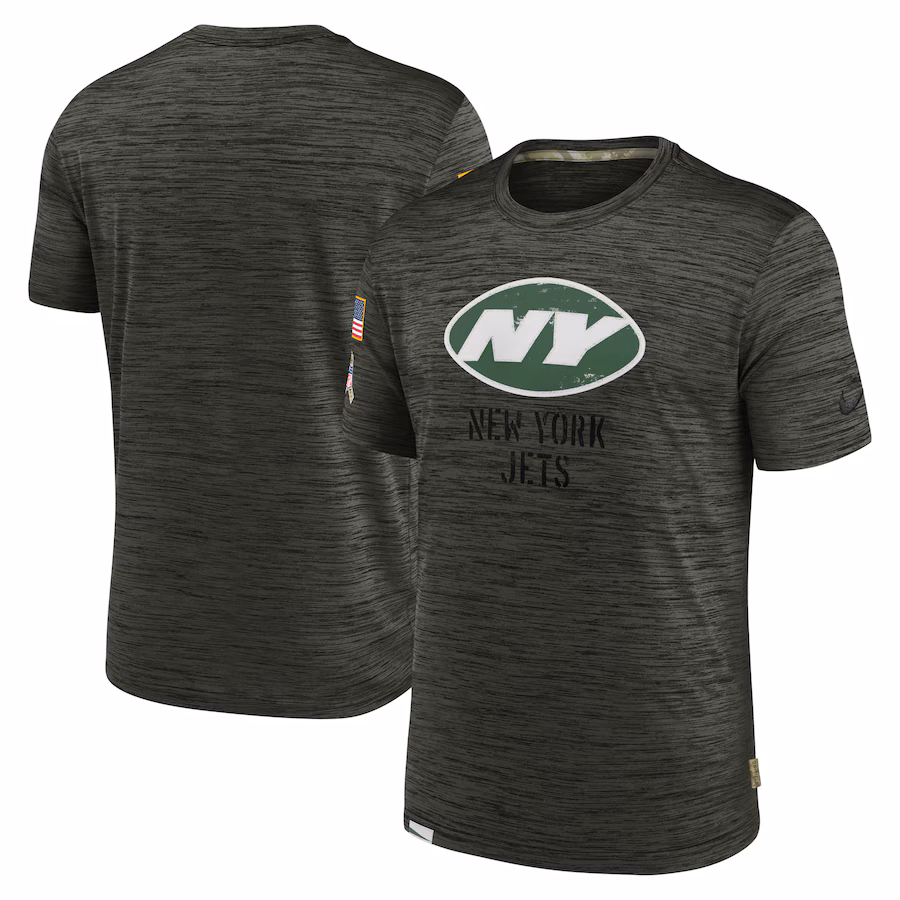 Men's New York Jets Nike Olive Salute to Service Velocity Team T-Shirt - Jersey