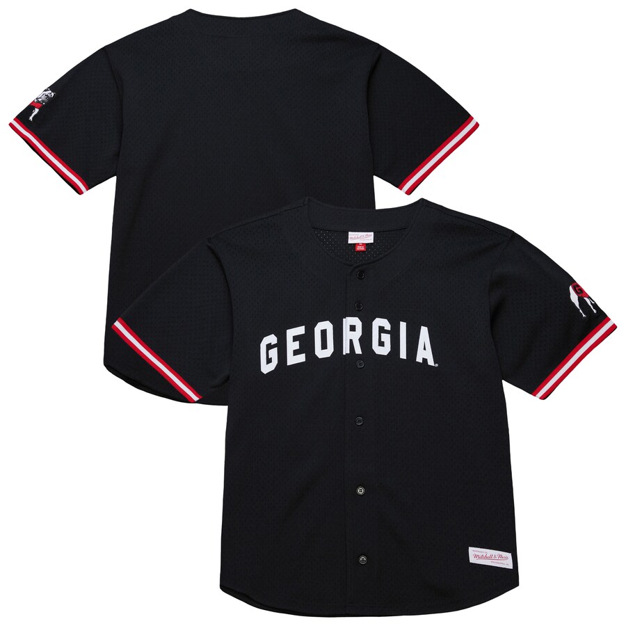 Men's Mitchell & Ness Black Georgia Bulldogs On The Clock Full-Button Fashion Jersey - Jersey
