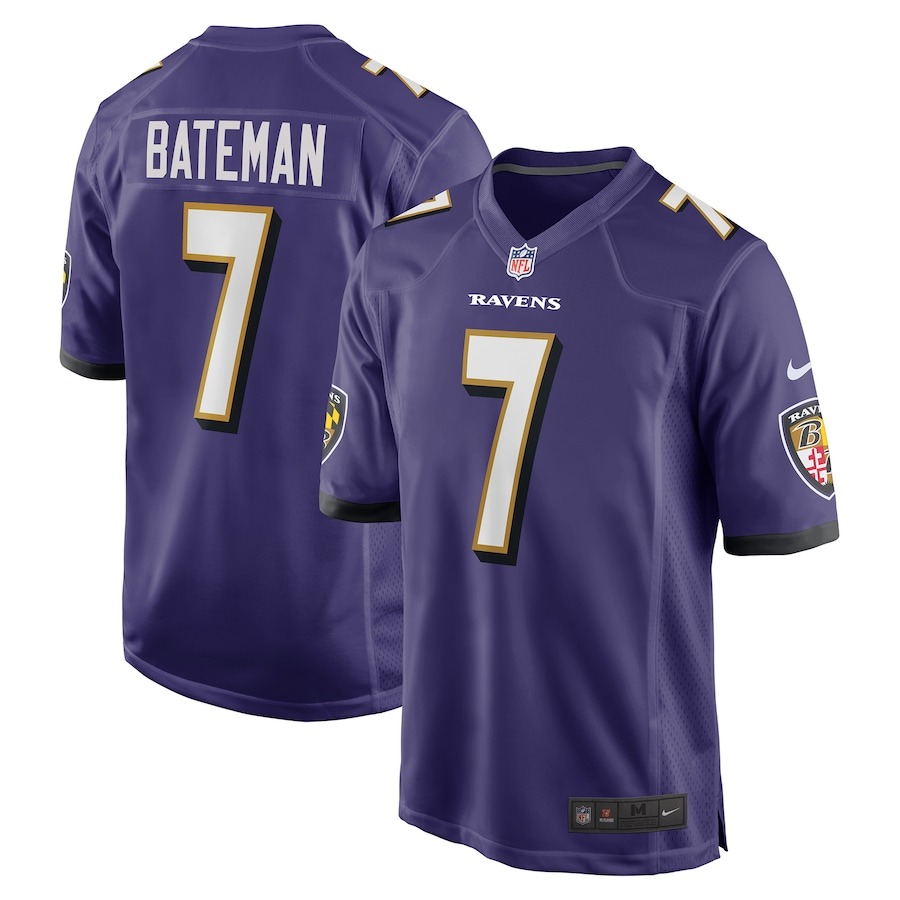 Men's Baltimore Ravens Rashod Bateman Nike Purple Game Player Jersey - Jersey