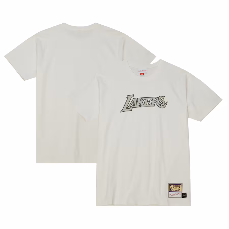 Men's Los Angeles Lakers  Mitchell & Ness Cream Hardwood Classics T-Shirt - Jersey