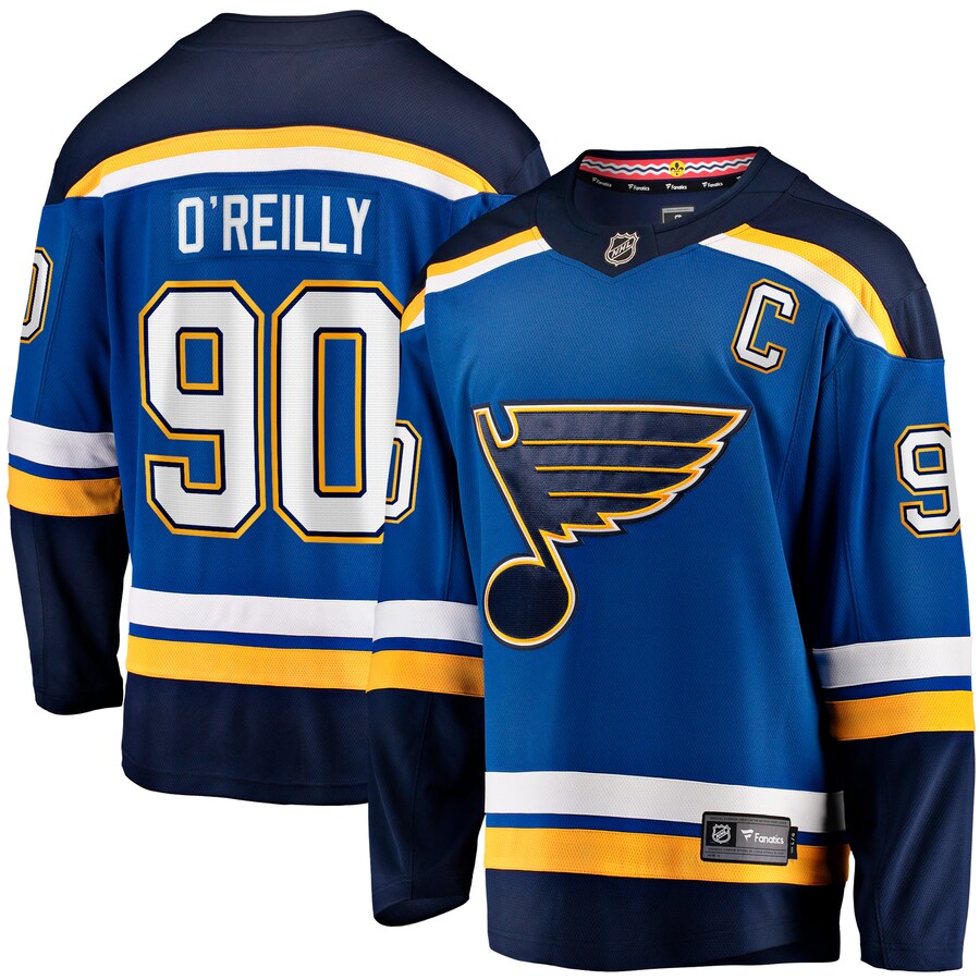 Men's St. Louis Blues Ryan O'Reilly Fanatics Branded Blue Home Captain Premier Breakaway Player Jersey - Jersey