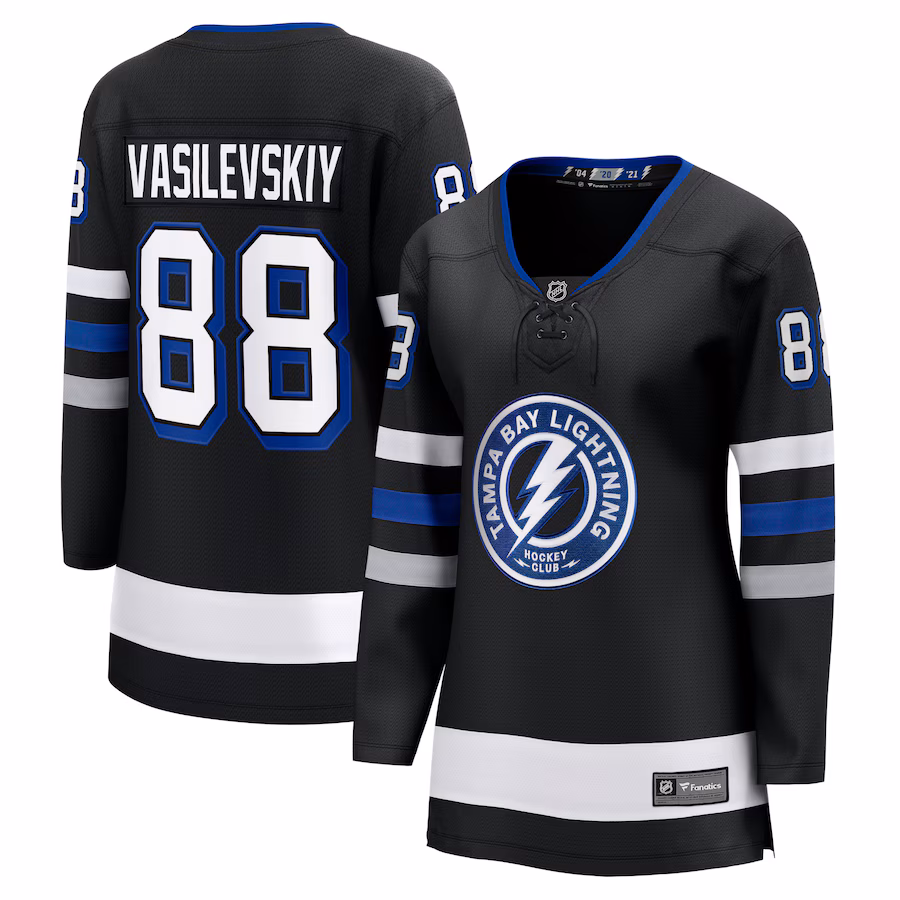 Women's Tampa Bay Lightning Andrei Vasilevskiy Fanatics Black Alternate Premier Breakaway Player Jersey - Jersey