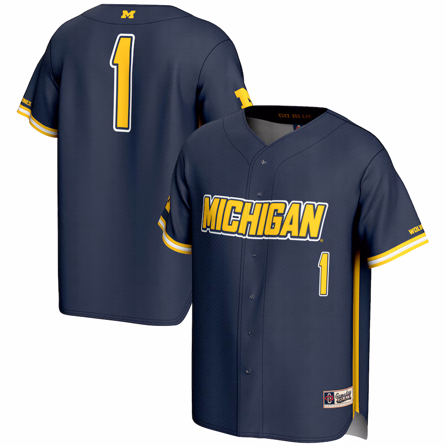 #1 Michigan Wolverines GameDay Greats Youth Lightweight Baseball Fashion Jersey - Navy - Jersey