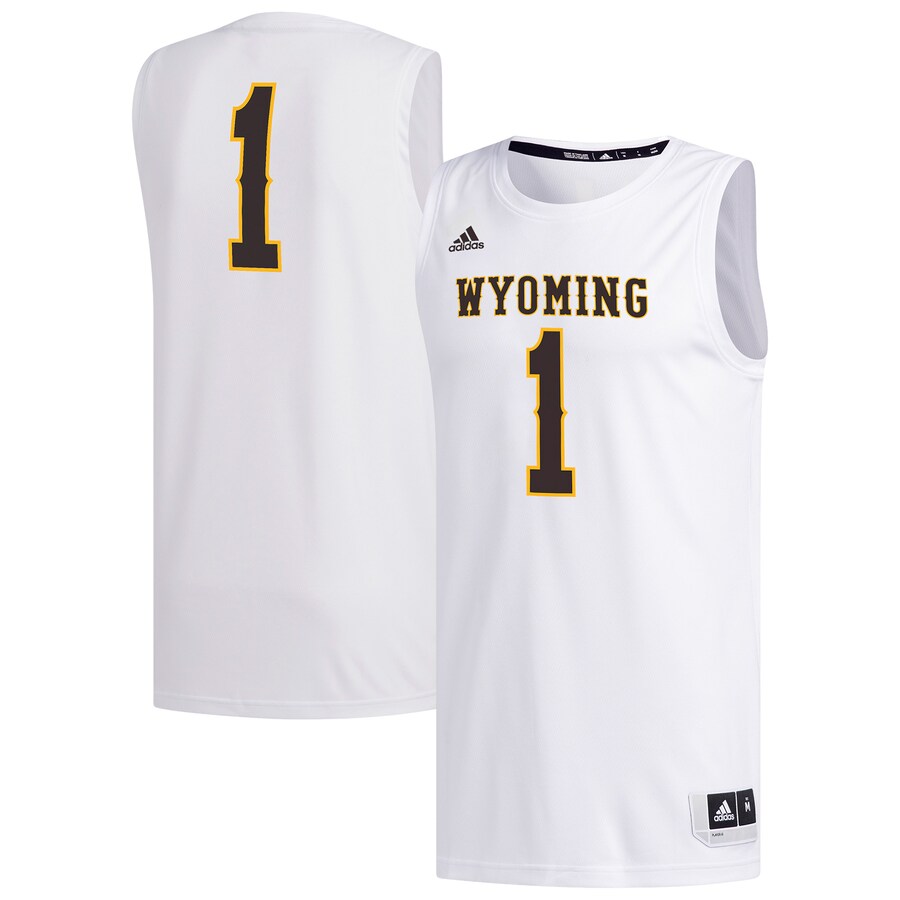 Men's adidas #1 White Wyoming Cowboys Replica Basketball Jersey - Jersey