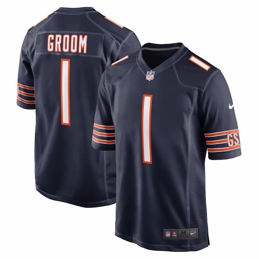 Men's Chicago Bears Number 1 Groom Nike Navy Game Jersey - Jersey