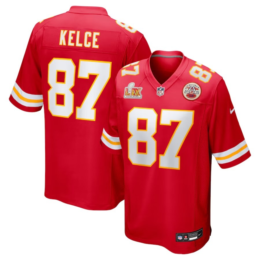 Men's Kansas City Chiefs Travis Kelce Nike Red Super Bowl LIX Game Jersey - Jersey