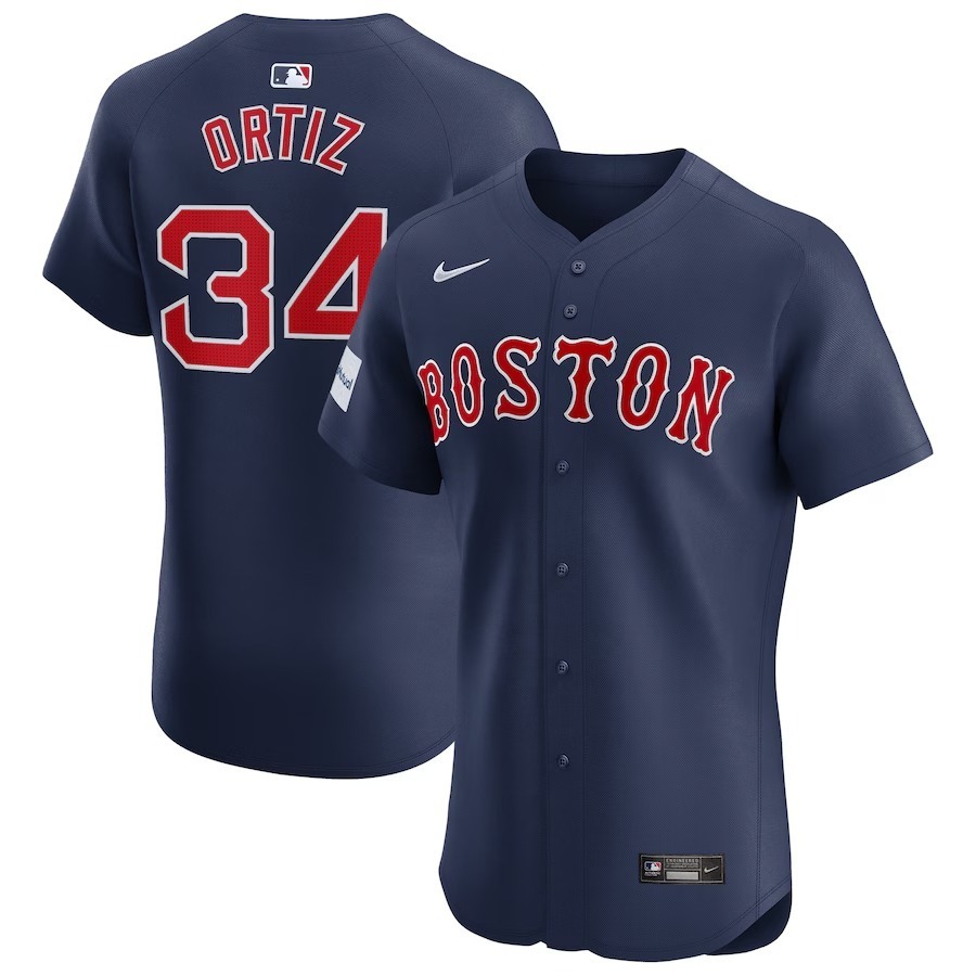 Men's Boston Red Sox David Ortiz Nike Navy Alternate Elite Sponsor Patch Player Jersey - Jersey