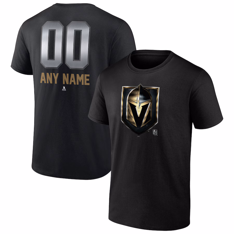 Men's Vegas Golden Knights Black Personalized Midnight Mascot Logo T-Shirt - Jersey