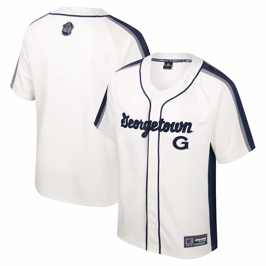 Men's Colosseum Cream Georgetown Hoyas Ruth Button-Up Baseball Jersey - Jersey